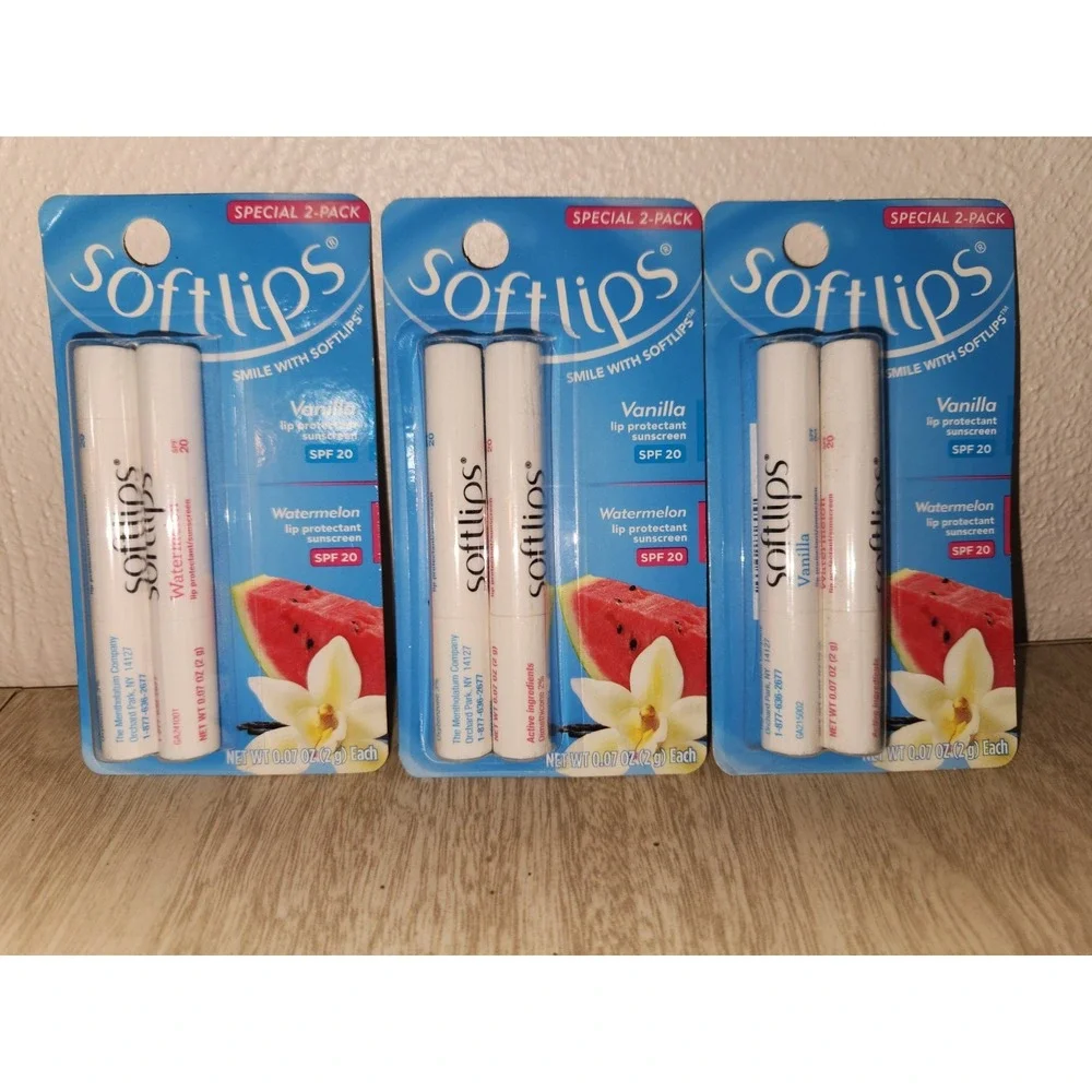 Lot of‎ (3) Softlips Vanilla & Watermelon packs of 2~ BNIP